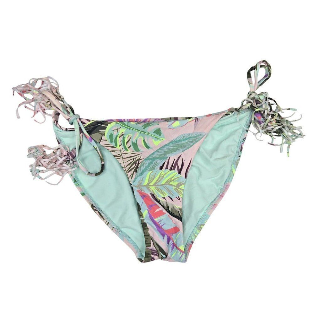 PilyQ Tropical Print Bikini Bottoms Side Ties Womens Swimwear Size S Multi-Color